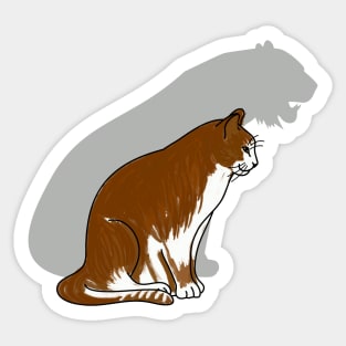 White Brown Cat with Tiger Shadow Sticker